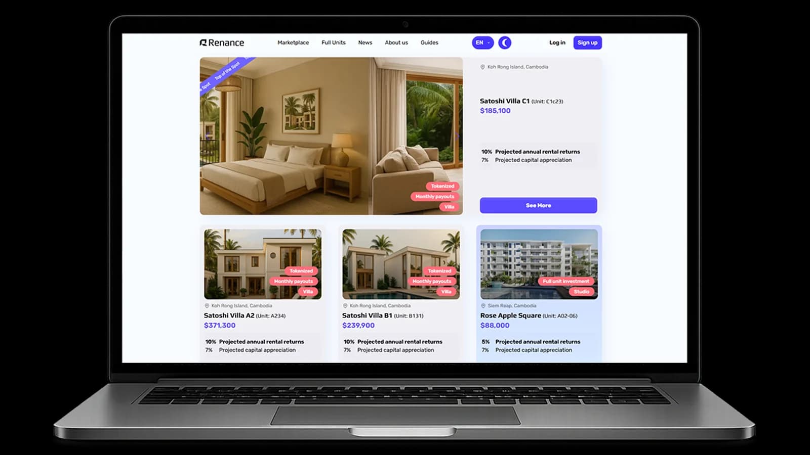 A tokenized real estate marketplace Renance.io