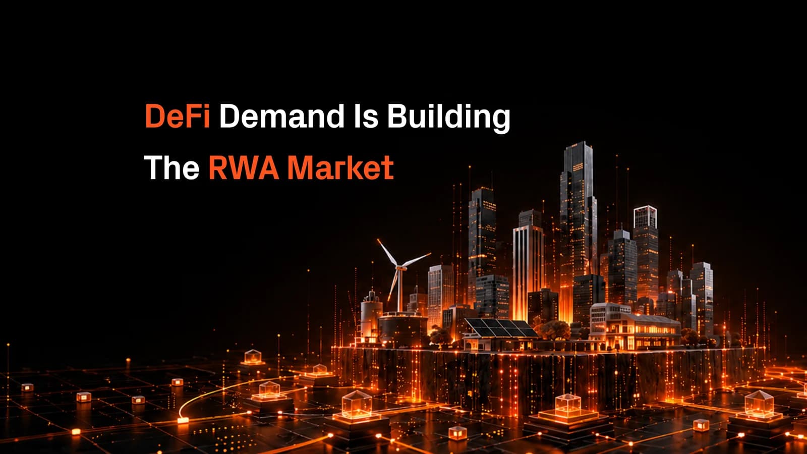 Sabai Protocol visual showing a digital city and blockchain network as DeFi demand grows in the RWA market.